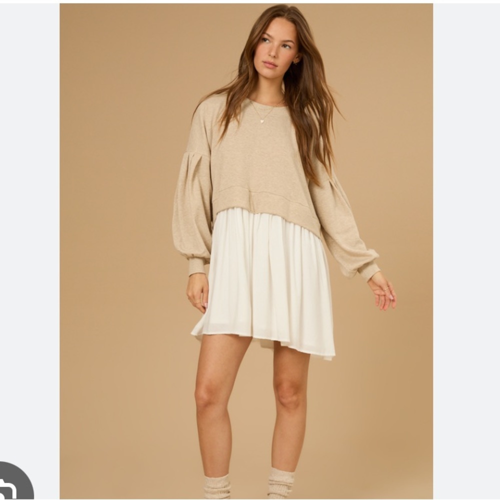 Altar’d State Beige and White Sweater Dress